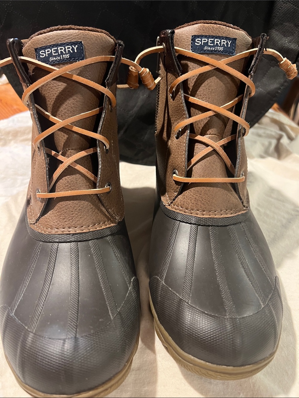 Sperry Syren Gulf Leather Waterproof Duck Boots Brown Black 11M